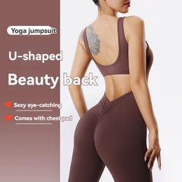 al-81 Dames Jumpsuit Yoga Set Mouwloos Body-knuffelende Dans Jumpsuit Broek Sneldrogend Ademende flare broek