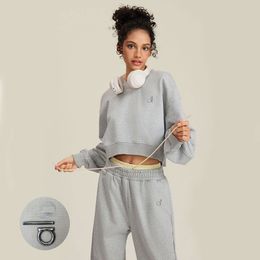 AL-876 Dames Hoodies Sweatshirts Dames Yoga Outfit Perfect Trui Crop Top met losse mouwen Fitness Workout Ronde hals Blouse Gym