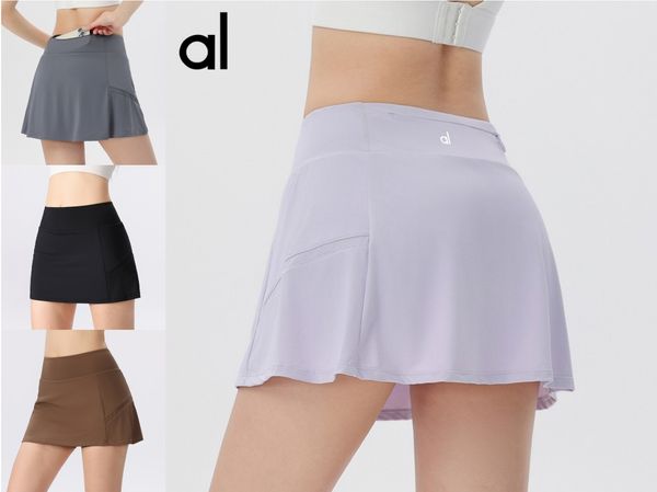 AL-8819 jupe plissée tenues de Yoga de Tennis pantalons de sport taille élastique Double couche trois points sport poche Shorts jupes