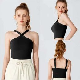 AL Align Lingerie Top Top U Bra Yoga tenue Femmes Summer Sexy T-shirt Solid Crop Tops Sans manchons Veste de mode sans coute
