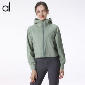 AL Herfst en winter yoga hoodie dames Plus Velvet Verdikking jassen hoodys sport halve rits badstof designer trui chothing losse korte kleding