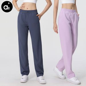 AL-CK626 Pantalons de survêtement de Yoga femmes pantalons de Fitness décontractés en vrac pleine longueur cordon pantalon de survêtement droit pantalons de sport en coton pantalon de studio à la rue