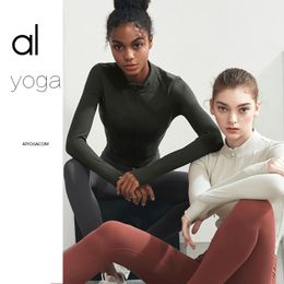 Chaqueta de yoga de doble cremallera de Al nuevo fitness deportivo femenino con armarios de yoga de yoga stand de cremallera chaqueta de cuello