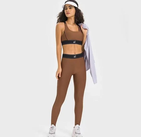 Al-DW346DL347 Bandoulière réglable soutien-gorge de sport taille élastique formation pantalons de Yoga femmes ensemble de vêtements de sport
