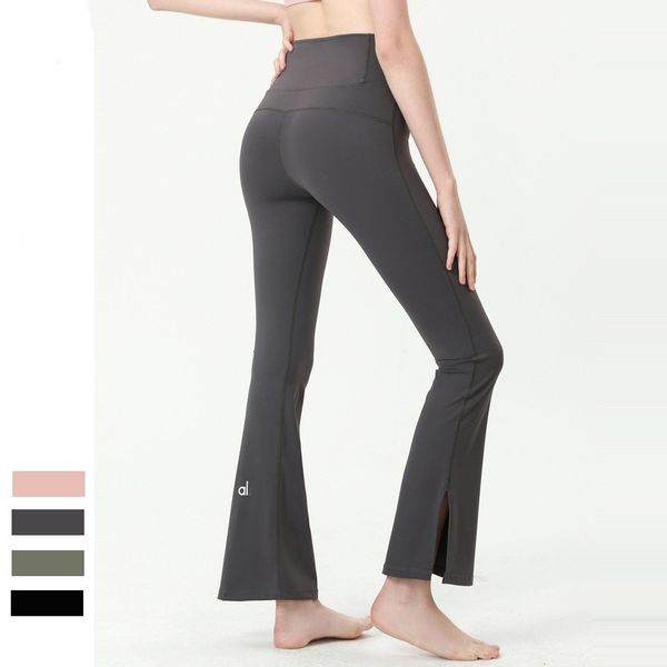 AlLu Pantalon évasé amincissant coupe ajustée pour femme avec pantalon de yoga de sport taille haute, fesses de levage, course fendue, pantalon de danse fitness
