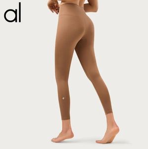 AL Lycra fabric Traje de yoga Color sólido Pantalones de yoga para mujer Nueve puntos Cintura alta Deportes Negro Púrpura Ropa de gimnasio Leggings Elástico Fitness Lady Pantalones deportivos al aire libre