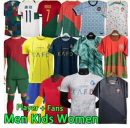 Al Nassr FC Ronaldo Soccer Jerseys Kits Jeunes hommes 23 24 Portugais Bruno Fernandes Diogo J. Danilo Portuguesa FANS Joueur Portugieser Hommes Kit Football Shiirt