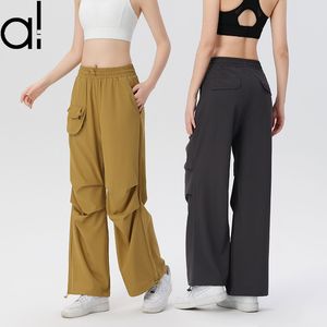 Al New Yoga Sweatpants Straight Wide Leg Sports Pantalons Femmes Casual Trendy Harun Dance Dance Running Fitness Pantalons City Jogger Streetwear avec des poches