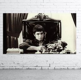 Al Pacino Scarface Famme Movie Poster Black and White Toile Paint Oil Pop Art Art Wall Pictures Salon Modern Wall Decor7766657