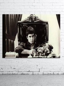 Póster de película famosa de AL PACINO SCARFACE, lienzo en blanco y negro, pintura al óleo, cuadros artísticos de pared para sala de estar, decoración de pared moderna 9473465