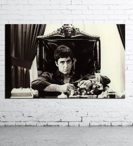 Póster de película famosa de AL PACINO SCARFACE, lienzo en blanco y negro, pintura al óleo, cuadros artísticos de pared, decoración de pared moderna para sala de estar 2356785