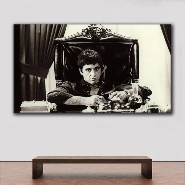 Affiche du film Al Pacino Scarface Affiche célèbre sur toile Impressions d'huile en noir et blanc PEINTURE RETRO MUR PICHES POUR LA DÉCORATION DE LA MAISON MODERNE MODERNE MODERNE