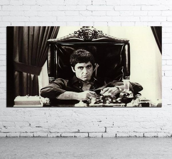 Póster de película al pacino scarface, pintura al óleo para decoración del hogar, cuadro de pared para sala de estar, lienzo Pop Art blanco y negro 9900179