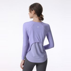 Al Spring en Autumn Yoga Dress Top Losse, slanke en ademende ronde nek Fitness Sport bedekken dames met lange mouwen T-shirt