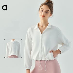 Al Veste de yoga amincissante ample et décontractée pour femme, sac polyvalent avec cordon de serrage, haut de costume de fitness, veste d'automne pour femme