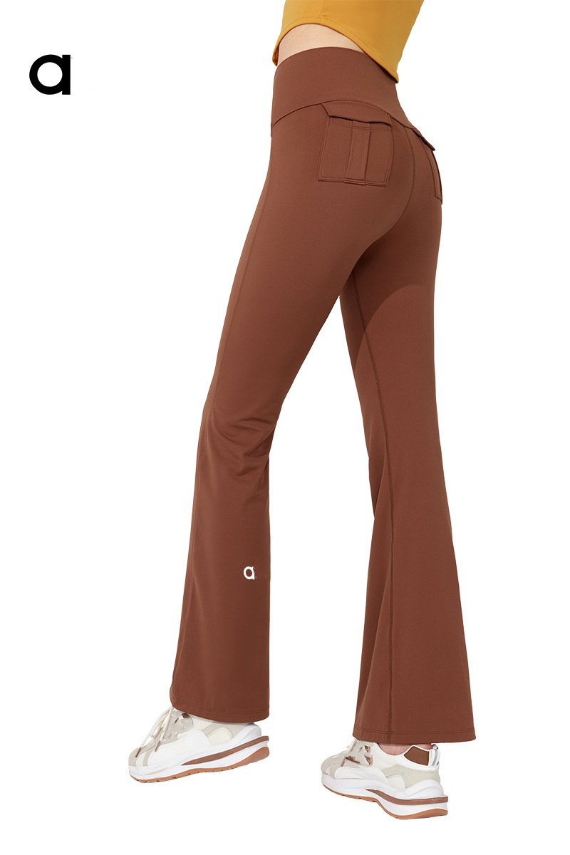 Al Frauen Frühling und Herbst atmungsaktive Yoga -Flare -Hosen mit hoher Taille und Hüftlebedely -Wege -Pocket -Yoga -Hosen Frauensporthosen