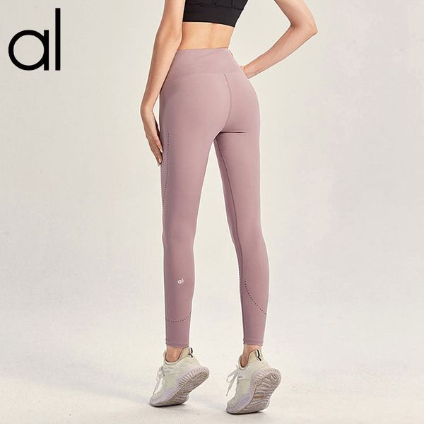 AL Pantalones de yoga para mujer Push Ups Leggings de fitness Cintura alta suave Levantamiento de cadera Pantalones deportivos elásticos de línea en T Pantalones de entrenamiento para quemar grasa de secado rápido