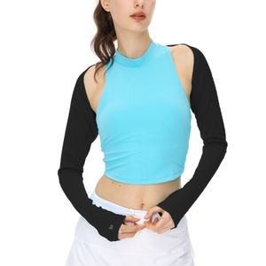 Al femmes Yoga à manches longues chemise sport haut court tenue mèche haute élastique Fitness entraînement mode t-shirts hauts BFT1022