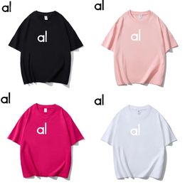 AL Dames Yoga Outfit Perfect Oversized shirts Trui korte mouwen Crop Top Fitness Workout Ronde Hals Blouse Gym Dames Dames korte mouwen T-shirts