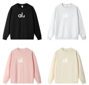 AL Tenue de yoga pour femme - Sweat-shirt parfaitement surdimensionné - Pull ample à manches longues - Manches courtes - Haut court - Fiess - Col rond - Chemisier de gym pour femme