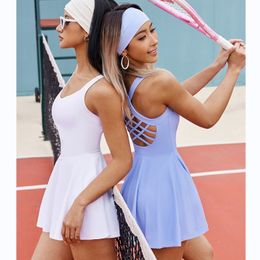 AL WEMPS Robe Designer Robe Sexy Suspender Fashion Yoga Top Robe Femme Top Robe extérieur Golf Sports Élastique Merte serrée