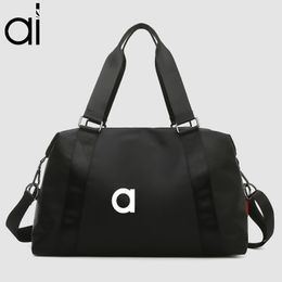 AL Bolsa de gimnasio para yoga Bolsas de lona transversales grandes portátiles Bolsa de estudio Mujeres Fitness Separación en seco y húmedo Bolsas de excursión de viaje de corta distancia impermeables para fin de semana