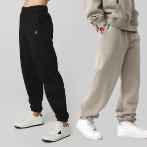 AL YOGA HOODIES SPRATPREKEN ZILVEREN 3D LOGO Relaxed-Pit Fitness Sportbroek Laidback Lantern Pants met DrawString Unisex Studio-to-street weekend Jogger Sportswear