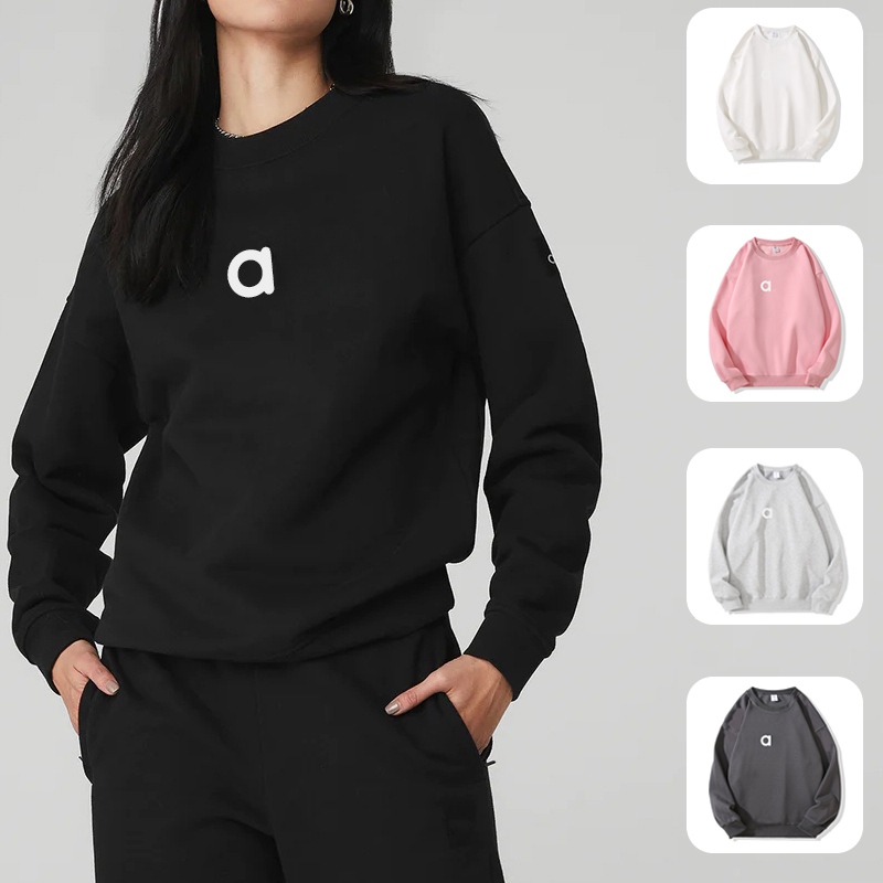 AL Yoga Sweatshirts Jacket Crew Neck Pullover Women Spring/Autumn/Winter SweatTops laidback Unisex Sweaters Loose Perfectly Oversized Coats Casual Gym Outwear