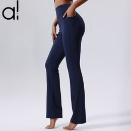 AL YOGA Leggings Nouveaux pantalons sportifs micro-évasés Drop Feels Lignet Colls Colt-Casual High-Hise Fitness Pantums à l'extérieur de Streetwear avec des poches