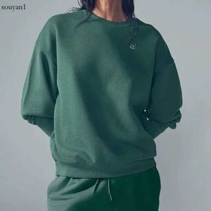 AL Yoga Midnight Green PULL À COL ras du cou Sweat-shirts chauds Sier 3D sur la poitrine Sweat-shirt ample Unisexe Casual Sweattops Lover Sportswear