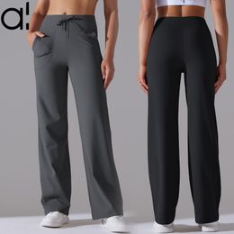 Al yoga pantalon boursier pantalon droit de la jambe de la jambe de sueur qui évoque les pantalons sportifs lâches dame la dame de streetwear ville jogger de jogger avec des poches à cordon