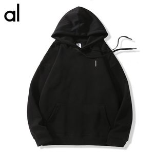 AL-Yoga trui met capuchon Warm sweatshirt Zilver 3D borstlogo Los sweatshirt voor zowel mannen als vrouwen casual topmode bovenkleding