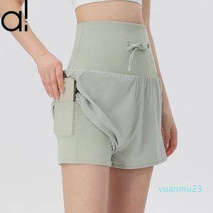 Al Yoga Shorts High-Rise Quick Dry Hip-Lift Drawcords Sports Short Pants Baseball Tennis Fitness Running Women's New Comtical Dance Pants met Hidden Inner Pock