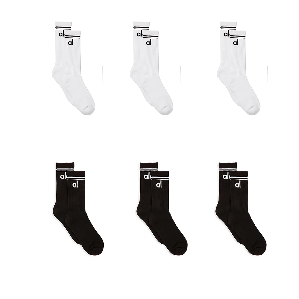 Al Yoga Socks 2 PCS Set Cotton Stripe Athletic Sports som kör retro Söta matchande skolmode rörstrumpor för män/kvinnor