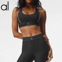 AL Yoga Haut + Pantalon Soutien-gorge de sport Costume Up Soutien-gorge Bretelles réglables Soutien moyen Jogger Gilet Danse Pilates Heart Throb Soutien-gorge Bon avec le pantalon de survêtement Legging assorti