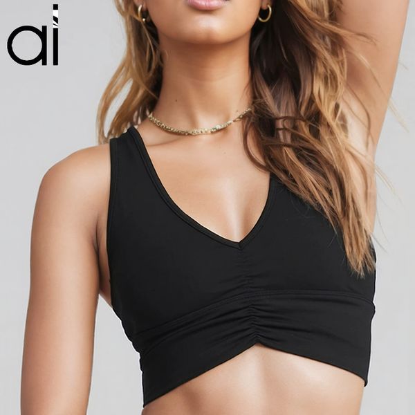 AL Yoga Soutiens-gorge de sport Wild Things Soutien-gorge grande taille Débardeur froncé sur le devant, haut court respirant et doux, streetwear, gym, course à pied, Muse, sweat-shirt avec coussinet de poitrine