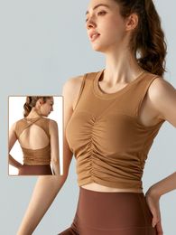 Traje de yoga Al con almohadilla de cofre, aprieto de cintura sexy y efecto adelgazante, ropa externa, chaleco deportivo para mujeres en verano