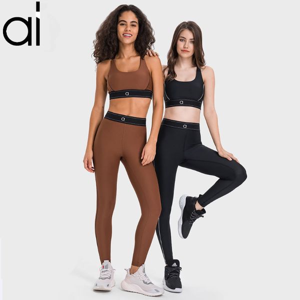 AL Yoga Suits Brassière de sport + pantalon costume soutien-gorge leggings bretelles réglables soutien moyen gilet de gymnastique taille haute pantalons de survêtement de course danse Pilates Muse vêtements de sport