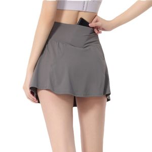 al yoga Dames sport korte rok nep tweedelige voering hardloopbroek rok, militair net badminton sport fitness shorts