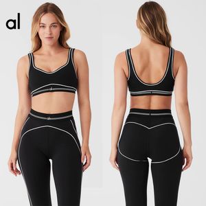 Al Yoga Workout Sets For Women 2 -delige hoog getailleerde naadloze leggings met gewatteerde rekbare sportbeha sets sportschoolkleding