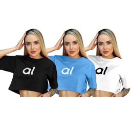 AL0 LL ALIGHT TRUK TOP YOGA OUTFIT Women Summer Sexy T -shirt Solid crop tops Mouwloos modevest naadloos geribbelde echte lingerie fitness workout Crew Neck Blouse Gym Gym