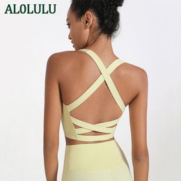 Al0lulu Summer Fashion Womens Yoga Underwear Five-Color Double Cross Tocoproping Sexy Sports Bra Fiess Running Shaping