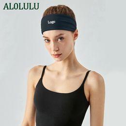 AL0LULU Met logo-hoofdbanden Zweetabsorberende yoga-fitness-hardloophoofdband Sportaccessoires