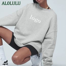 AL0LULU – sweat-shirt à capuche avec Logo pour femmes, col rond, chaud, ample, vêtements de fitness, décontracté, manches longues, vêtements de yoga, hauts