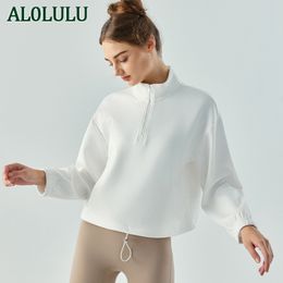 AL0LULU – sweat-shirt de sport coupe-vent avec Logo, col montant, demi-fermeture éclair, vêtements de Fitness, haut