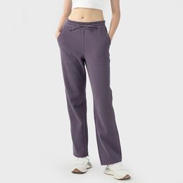 AL0lulu avec Logo pantalon de sport pour femmes et pantalon décontracté de yoga chaud et polyvalent en polaire