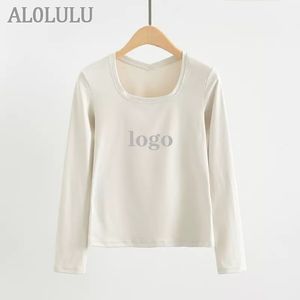 AL0LULU – vêtements de Yoga avec Logo, haut de sport à manches longues pour femmes, t-shirt de fitness, chemisier de course