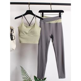 AL0LULU avec ensemble de vêtements de Yoga soutien-gorge de sport pour femmes pantalon de Yoga de course à pied