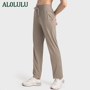 Luluwomen avec Logo pantalon de sport polyvalent décontracté pour femmes taille haute entraînement abdominale Fitness pantalon de Yoga