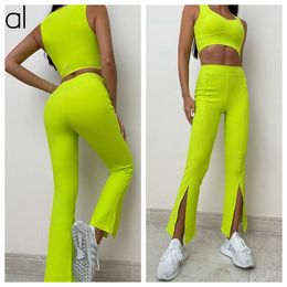 Al0yoga-152 Nouveaux leggings aligns Bras pour femmes Top + pantalon à queue de poisson divisé Set Lady Sports Yoga Set Ladies Pantal